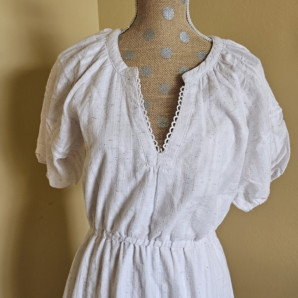 NWT Betsey Johnson puff sleeve tiered boho white cotton dress medium - Picture 5 of 13